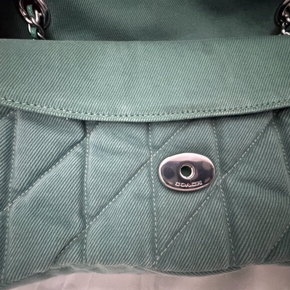 NWT COACH Quilted Tabby Ivy Silver Denim Shoulder Bag 26 - Picture 5 of 9